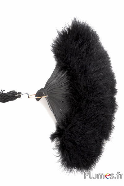 Éventail en plumes de dinde - 50 x 28 cm - noir